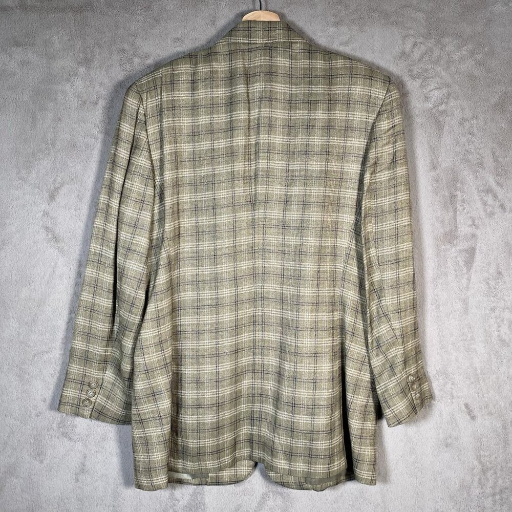 Vintage Liz Claiborne Blazer Women 12 Petite Linen Blend Plaid Academia Heritage - Picture 7 of 15